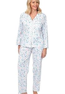Floral Lyla Long Sleeve 100% Knitted Cotton Pyjamas Set